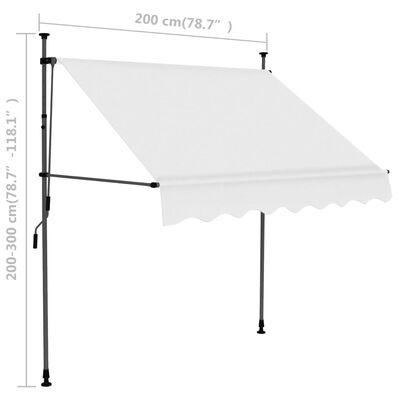 vidaXL Manual Retractable Awning with LED 78.7" Cream