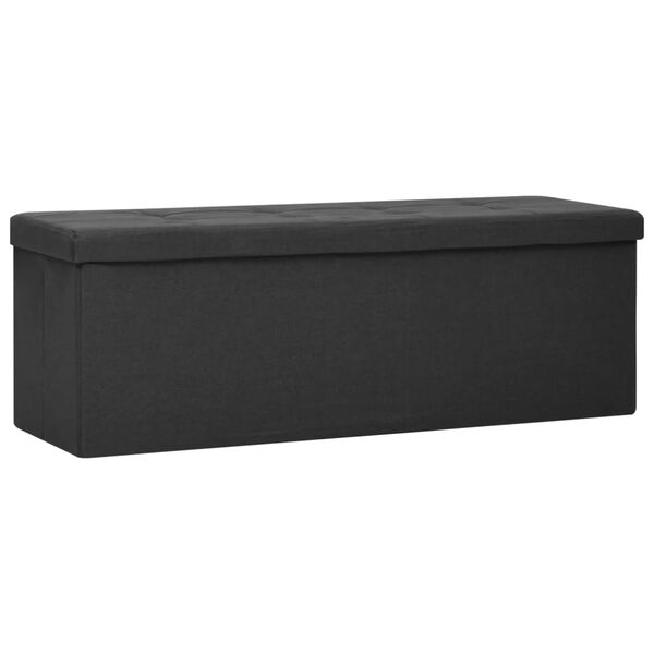vidaXL Storage Bench Black Faux linen (100% polyester), MDF