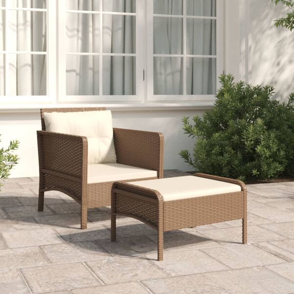 vidaXL Patio Lounge Set Brown Poly Rattan Standard Durable