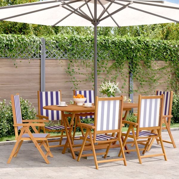 vidaXL Garden Chair Set of 6 Blue and White
