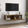 vidaXL TV Wall Cabinet Smoked Oak Engineered Wood 47.2x11.8x11.8 in