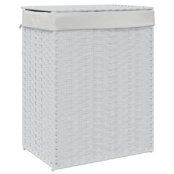 vidaXL Laundry Basket with Lid White 18.1x13.0x23.6" Poly Rattan