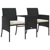 vidaXL Garden Sofa Black PE rattan, powder-coated steel 2-Seater