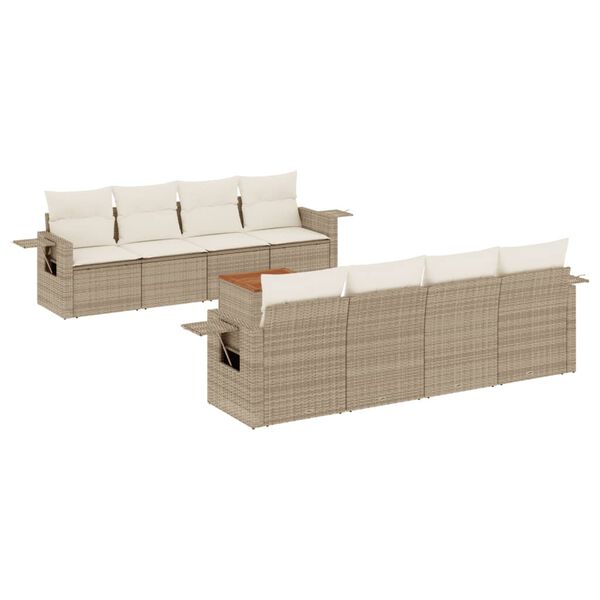 vidaXL Garden Sofa Set Beige PE Rattan Large Modular Garden Sofa Set