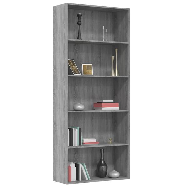 vidaXL Book Cabinet Grey Sonoma Engineered wood 31.5x11.8x74.4 in