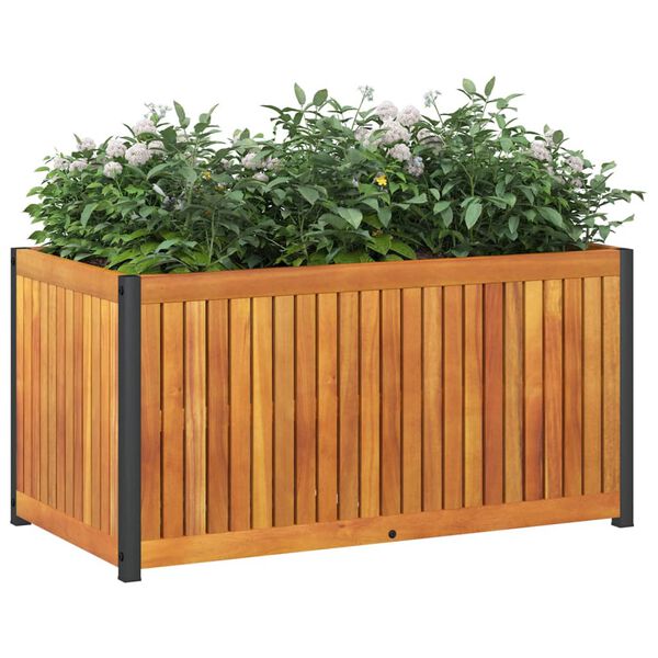 vidaXL Garden Planter Natural wood with black steel