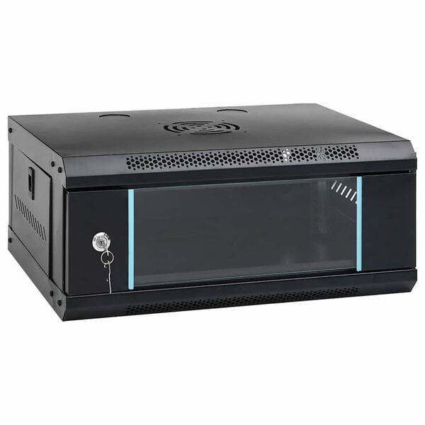 vidaXL Network Cabinet Black 20.87 x 17.72 x 8.27 in Steel