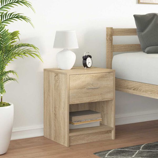vidaXL Bedside Cabinet Sonoma Oak Engineered wood 15.7 x 13.4 x 19.7 in