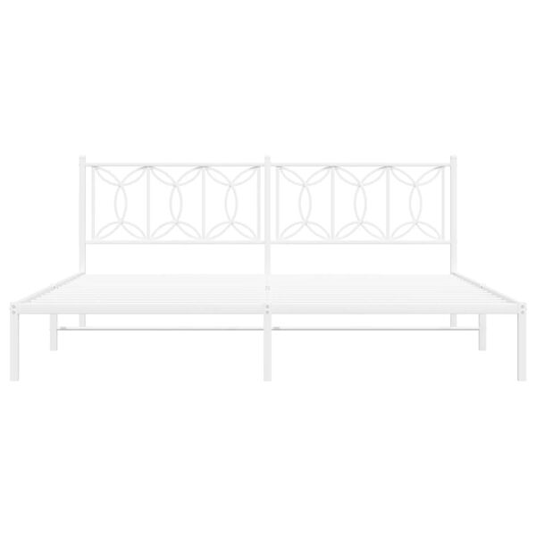 vidaXL Bed Frame White Steel Full Bed Frame Rectangular Modern