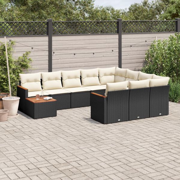 vidaXL Garden Sofa Set Black, Cream White