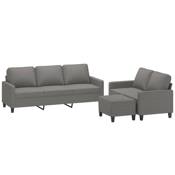 vidaXL 3 Piece Sofa Set with Cushions Dark Gray Fabric