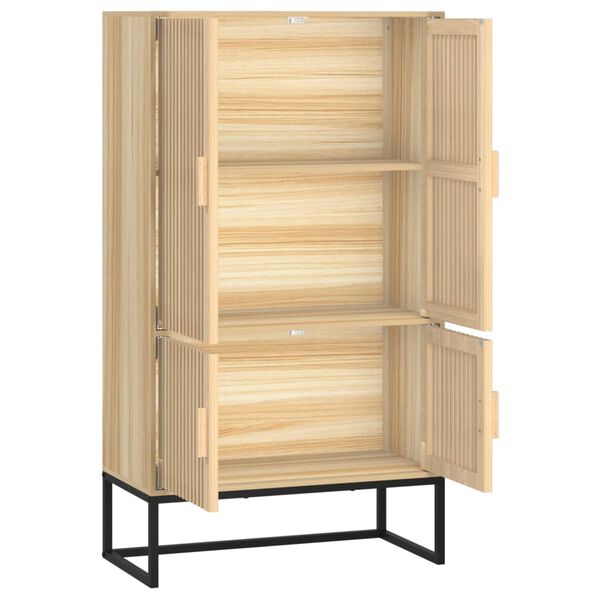 vidaXL Highboard Natural wood with black iron