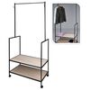 H&S Collection Garment Rack Black Metal and MDF Standard Rollable