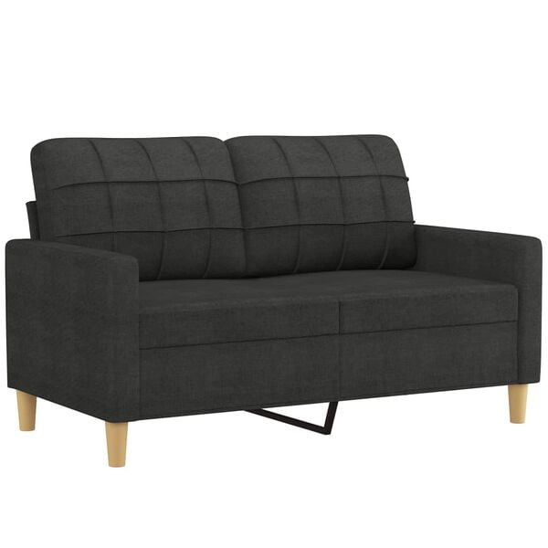 vidaXL Sofa Set Black Polyester 2-seater Sofa Set Rectangular Modern
