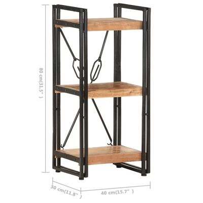 vidaXL 3-Tier Bookcase 15.7"x11.8"x31.5" Solid Acacia Wood