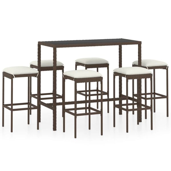 vidaXL Garden Bar Set Brown and Cream White