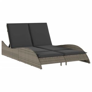 vidaXL Patio Sun Lounger Gray PE rattan Dual seat large outdoor lounger