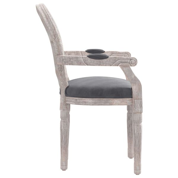 vidaXL Dining Chair Dark Grey Velvet (100% polyester), Solid wood Medium