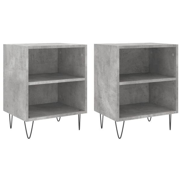 vidaXL Bedside Cabinet Set of 2 Concrete Grey Engineered Wood, Iron