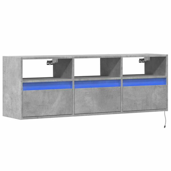 vidaXL TV Wall Cabinet Concrete Gray Engineered Wood Medium