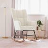vidaXL Rocking Chair Cream White Velvet, Solid rubber wood, Steel