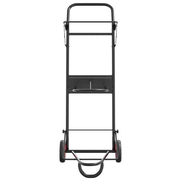 vidaXL Saddle Trolley Black Steel Compact Collapsible Saddle Trolley