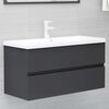 vidaXL Bathroom Furniture Set Grey Engineered wood, Ceramic