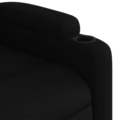 Close-up of recliner armrest and cup holder not fully visible