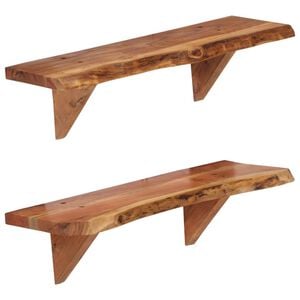 vidaXL Wall Shelf Set of 2 Natural wood Solid acacia wood Medium