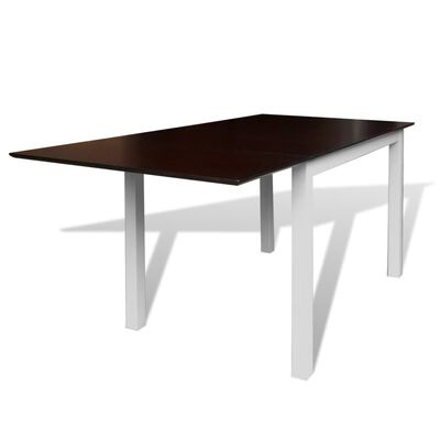vidaXL Extending Dining Table Rubberwood Brown and White 59"