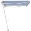 vidaXL Freestanding Manual Retractable Awning 157.5"x118.1" Blue/White
