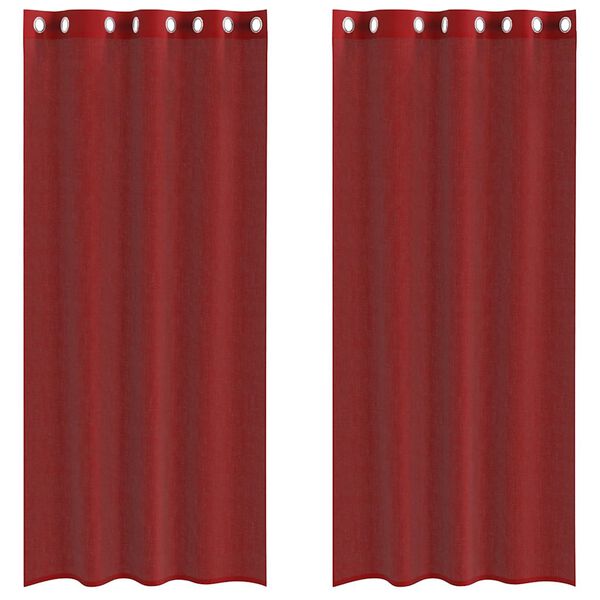vidaXL Voile Curtains with Grommets 2 pcs Wine Red
