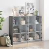 vidaXL Bookcase Grey Sonoma Engineered wood, Glass Large Bookcase