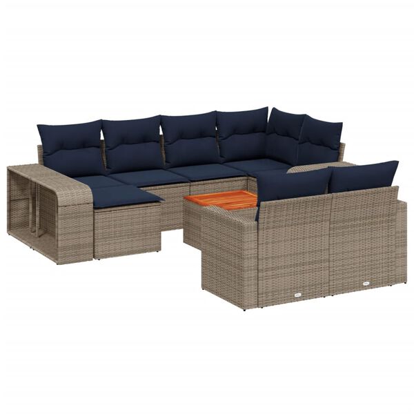 vidaXL 11 Piece Patio Sofa Set with Cushions Gray Poly Rattan