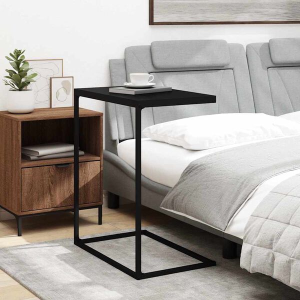 vidaXL Side Table Black Engineered wood, Iron Durable Side Table