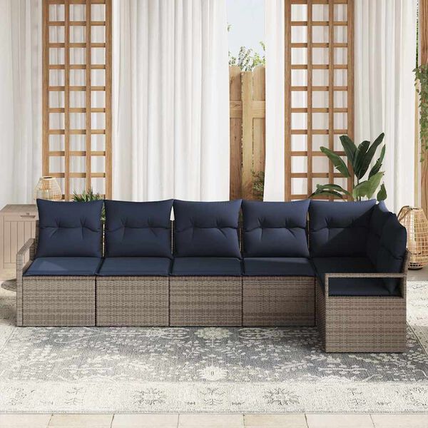 vidaXL Sofa Set 6 pcs Grey Poly Rattan