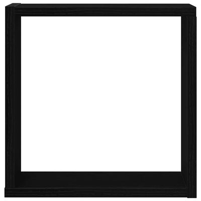 A black square frame open in the middle (cube shelf)