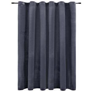 vidaXL Blackout Curtain with Metal Rings Velvet Anthracite 114.2x96.5"