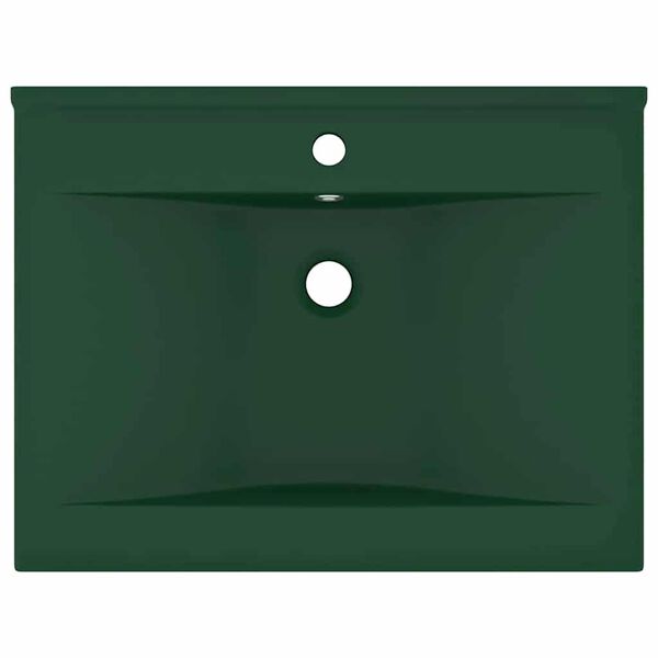 vidaXL Luxury Basin with Faucet Hole Matt Dark Green 23.6x18.1" Ceramic