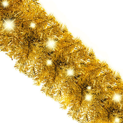 vidaXL Christmas Garland with LED Lights 16 ft Gold