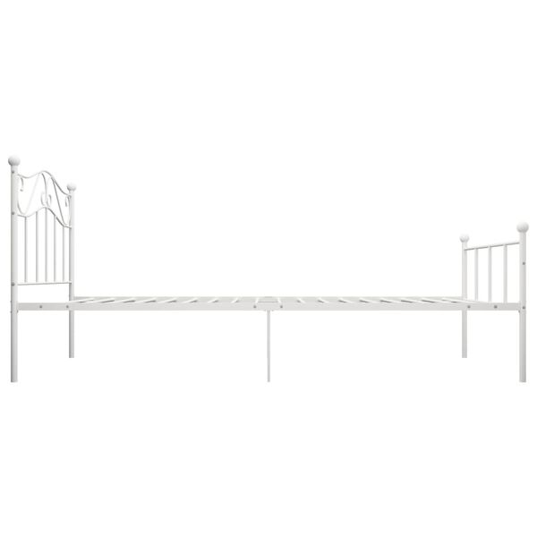 vidaXL Bed Frame White Metal Twin Durable Bed Frame Rectangular