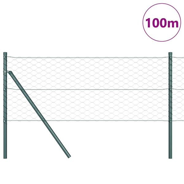 vidaXL Fence Post Green 328.08 x 2.62 ft (1.97 in mesh) Steel and PVC