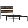 vidaXL Bed Frame Black, Smoked Oak Iron, Engineered wood Single
