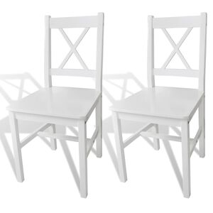 vidaXL Dining Chair Set of 2 White Solid Pine Wood 33.1 inches tall