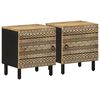 vidaXL Bedside Cabinet Set of 2 Black Solid rough mango wood, iron Small