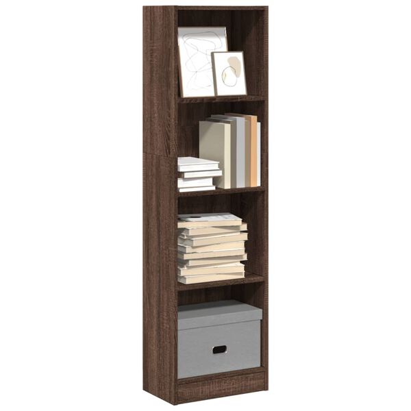 vidaXL Bookcase Brown Oak Engineered Wood Tall Shelving Bookshelf