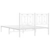 vidaXL Bed Frame White Steel Full Bed Frame Rectangular Modern