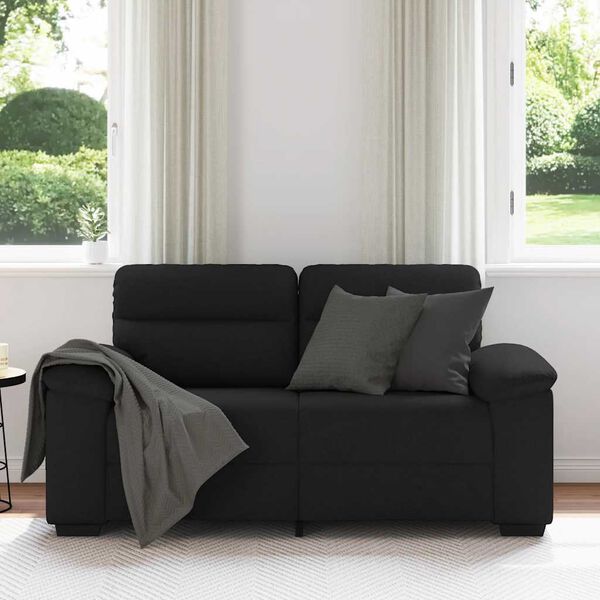 vidaXL 2-Seater Sofa Black Polyester Standard 2-Seater Sofa