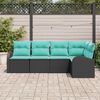 vidaXL Garden Sofa Set 5 pcs Black and Turquoise Poly Rattan