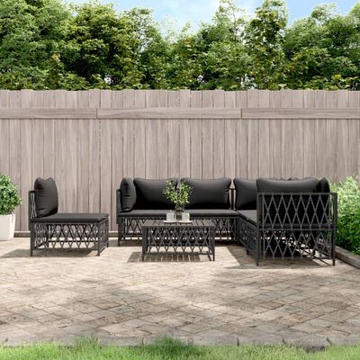 vidaXL 6 Piece Patio Lounge Set with Cushions Anthracite Steel